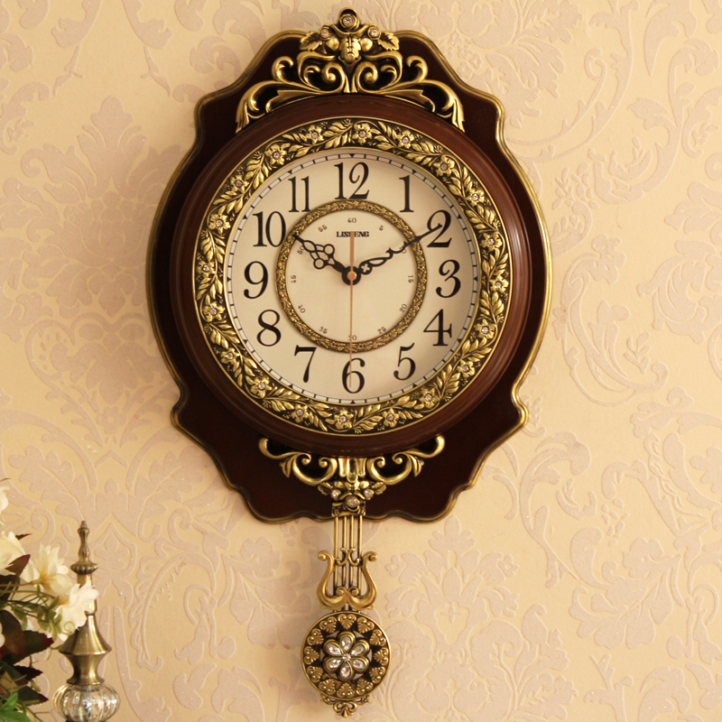 美式挂钟客厅奢华石英钟表中式创意时尚静音时钟家用大气墙上挂表