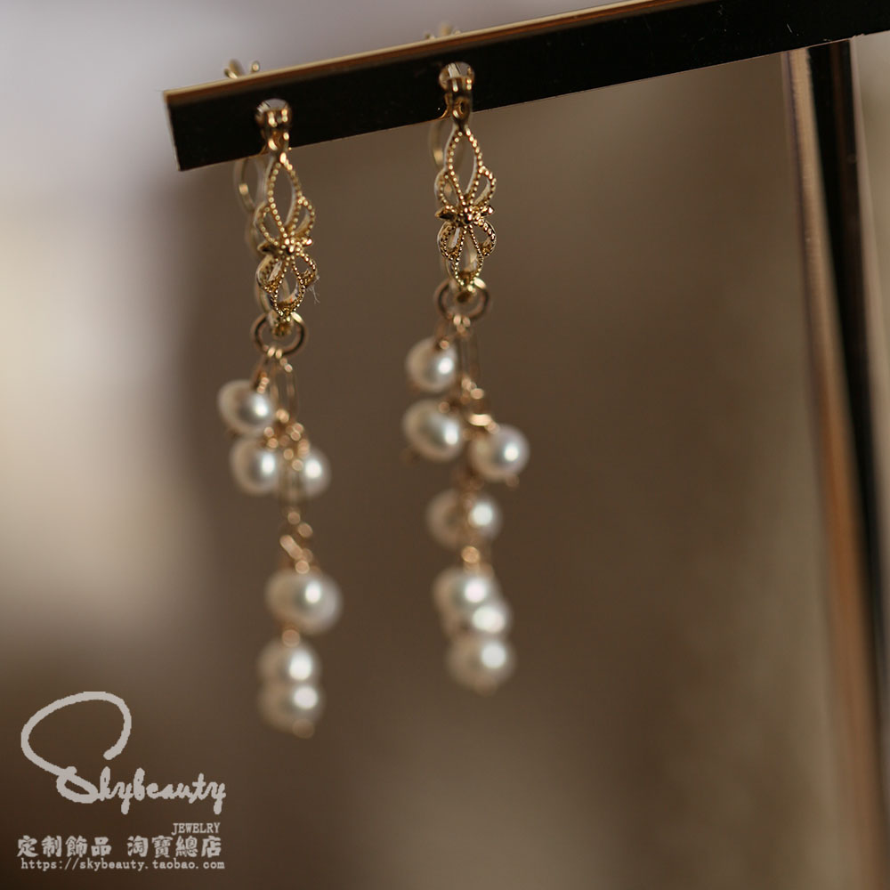 现货SK&B 原创定制S925纯银镀金日本轻奢风靡百搭款珍珠耳线耳环