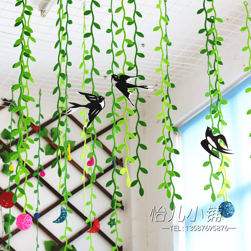 幼儿园春天柳条燕子主题空中吊挂饰班级教室店铺环创装饰布置材料