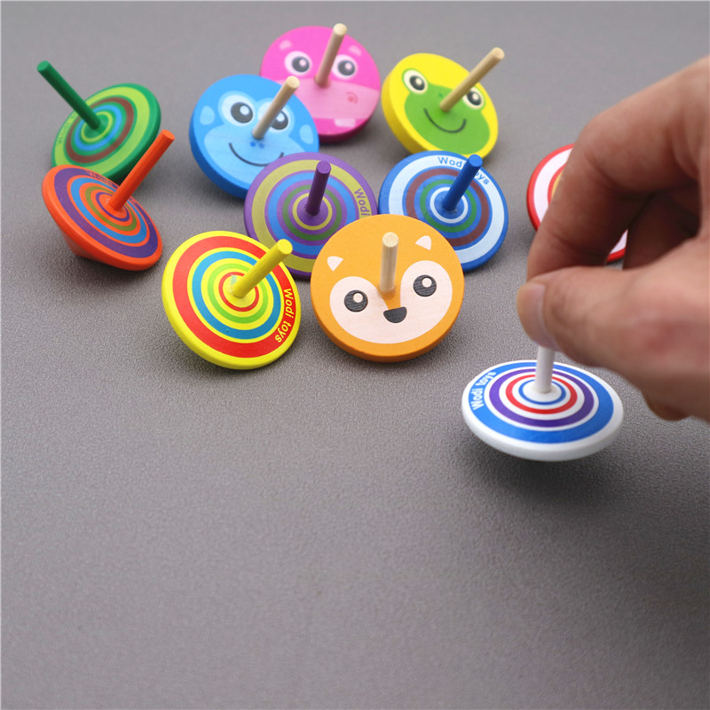 5个装小陀螺 手动旋转陀螺幼儿园教具小玩意男女孩子传统木质玩具
