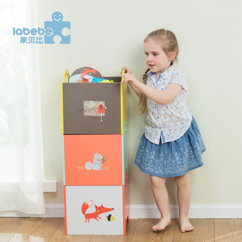 莱贝比玩具收纳箱玄关收纳柜置物架木制创意三层组合设计整理箱