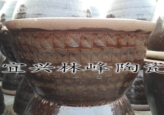 林峰陶器鱼缸 300斤水容量陶瓷水缸 荷花缸 造景瓦缸 粗陶大瓷盆