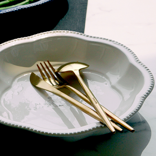 【5折清仓】生活原本里昂系列哑光不锈钢餐具餐刀餐叉餐勺优雅金