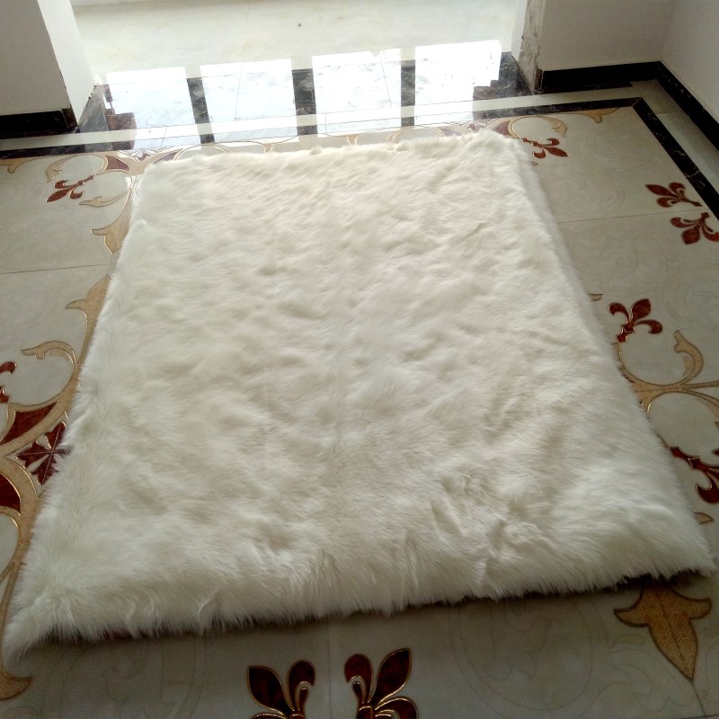 欧式可机洗白色长毛地毯客厅茶几地垫仿羊毛绒地毯卧室飘窗毯定制